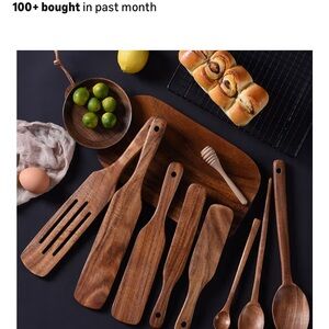 Elegant Brown Wooden Cooking Utensil Set